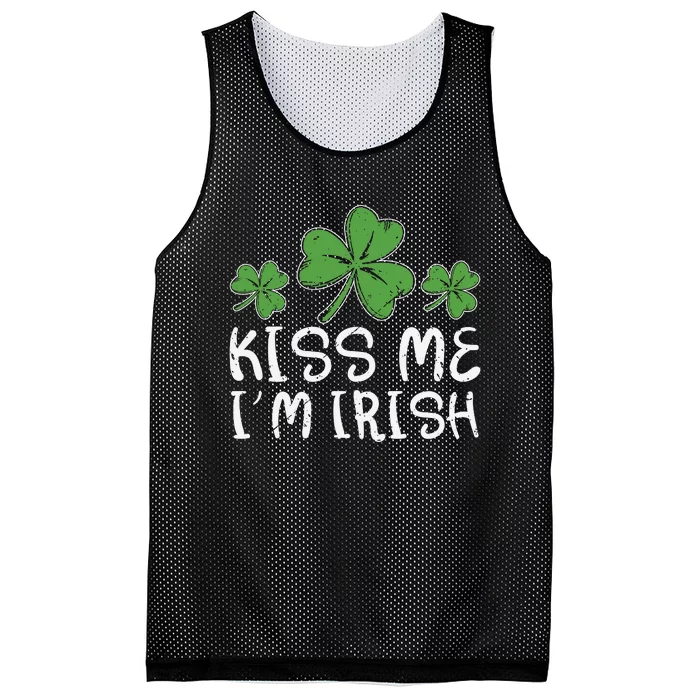 Kiss Me Im Irish Funny Irish Shamrock Mesh Reversible Basketball Jersey Tank