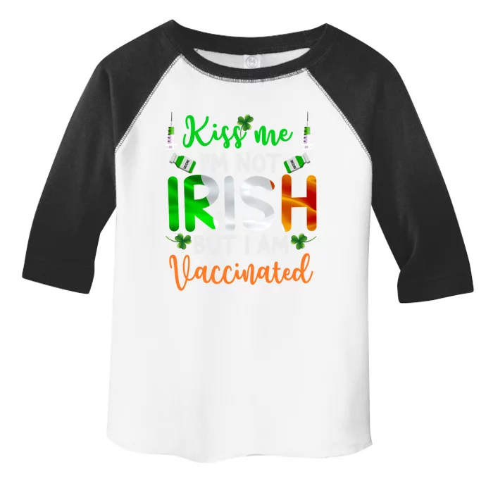 Kiss Me I'm Not Irish I Am Vaccinated Clover St Patricks Day Gift Toddler Fine Jersey T-Shirt