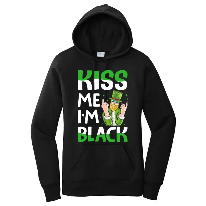 Kiss Me Im Black Funny Leprechaun Women's Pullover Hoodie