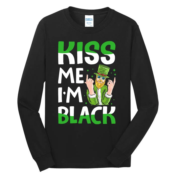 Kiss Me Im Black Funny Leprechaun Tall Long Sleeve T-Shirt