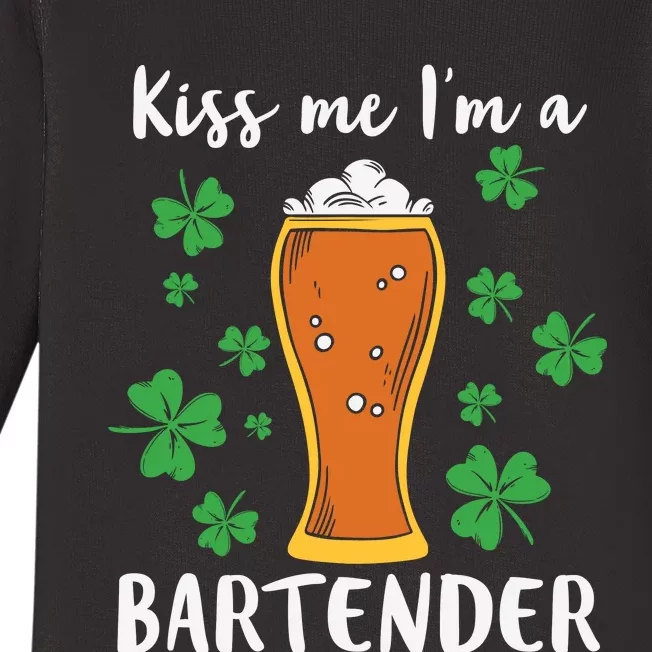 Kiss Me Im A Bartender Baby Long Sleeve Bodysuit