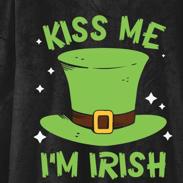 Kiss Me Im Irish Shamrock Hat Funny Gift Hooded Wearable Blanket