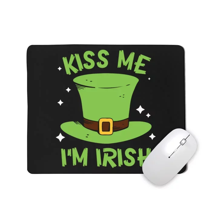 Kiss Me Im Irish Shamrock Hat Funny Gift Mousepad