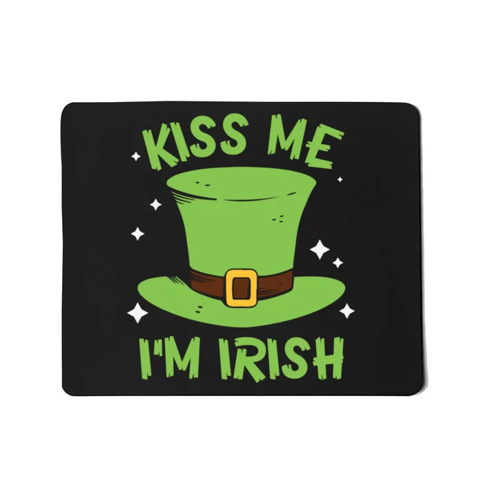 Kiss Me Im Irish Shamrock Hat Funny Gift Mousepad