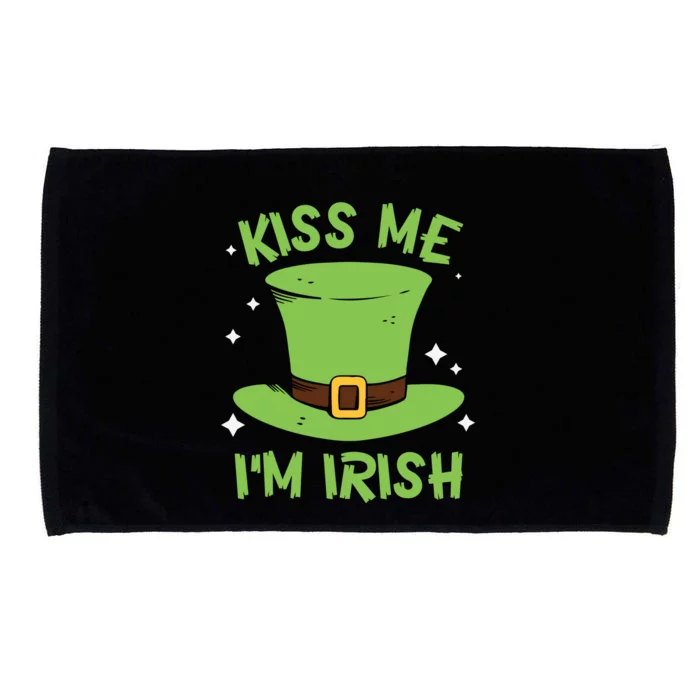 Kiss Me Im Irish Shamrock Hat Funny Gift Microfiber Hand Towel