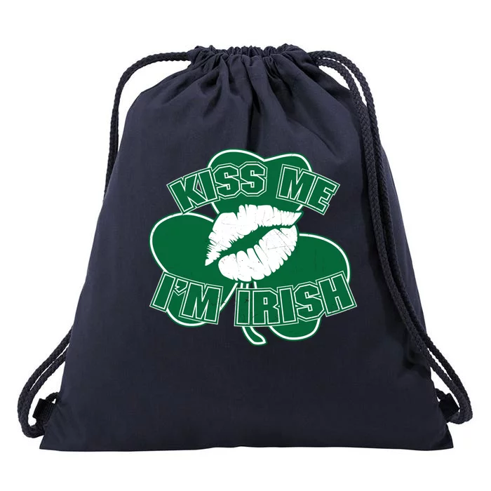 Kiss Me I'm Irish Lips Drawstring Bag