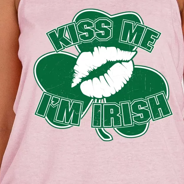 Kiss Me I'm Irish Lips Women's Knotted Racerback Tank