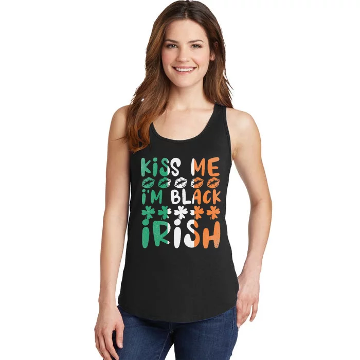 Kissing Me I'm Black Shamrock St. Patrick' Day Ladies Essential Tank