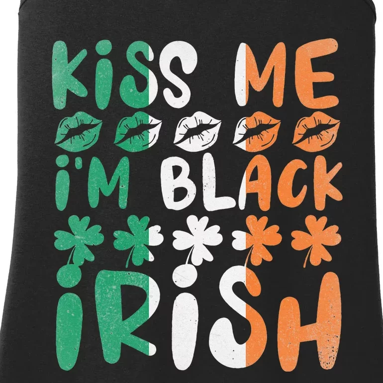 Kissing Me I'm Black Shamrock St. Patrick' Day Ladies Essential Tank