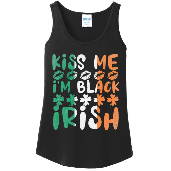 Kissing Me I'm Black Shamrock St. Patrick' Day Ladies Essential Tank