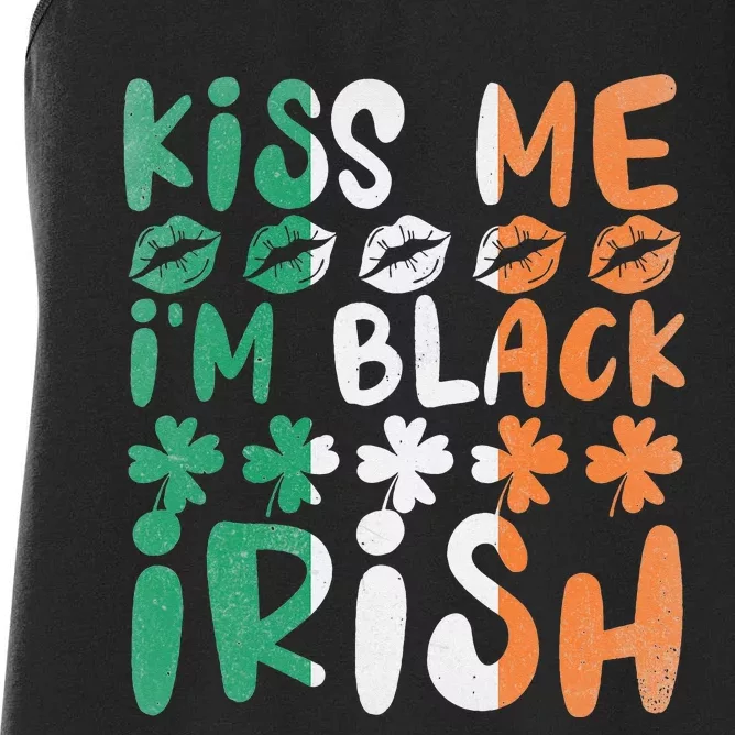 Kissing Me I'm Black Shamrock St. Patrick' Day Women's Racerback Tank