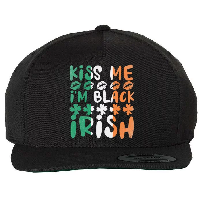 Kissing Me I'm Black Shamrock St. Patrick' Day Wool Snapback Cap