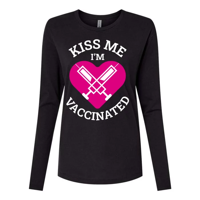 Kiss Me I'm Vaccinated Womens Cotton Relaxed Long Sleeve T-Shirt