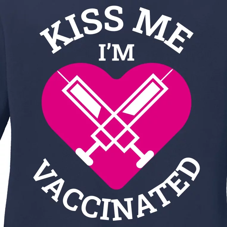 Kiss Me I'm Vaccinated Ladies Long Sleeve Shirt