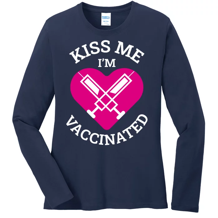 Kiss Me I'm Vaccinated Ladies Long Sleeve Shirt