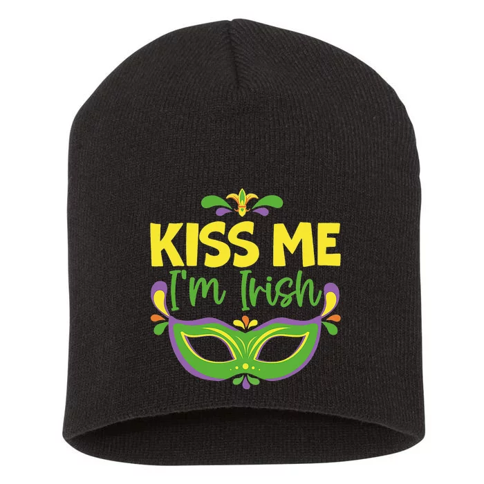 Kissing Me I'm Irish Mardi Gras Parade Masquerade Short Acrylic Beanie