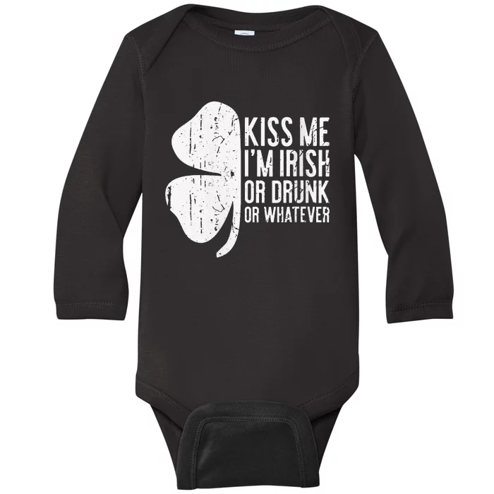 Kissing Me I'm Irish Or Drunk Saint Patrick's day Baby Long Sleeve Bodysuit