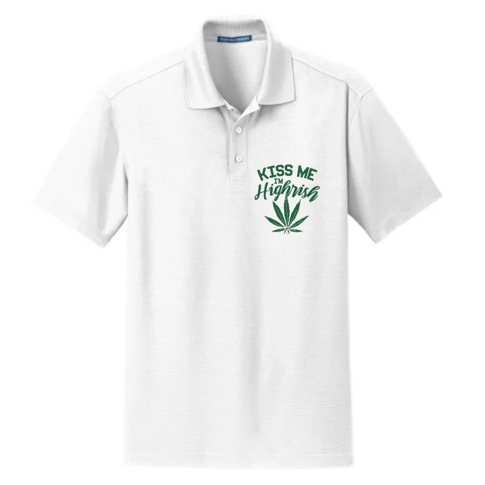 Kiss Me Im Highrish St Patricks Day Weed Marijuana 420 Dry Zone Grid Performance Polo