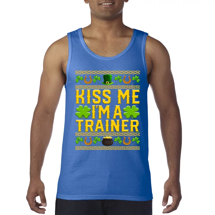 Kiss Me I'm A Trainer St Patrick's Day Fitness Trainer Gift Tank Top