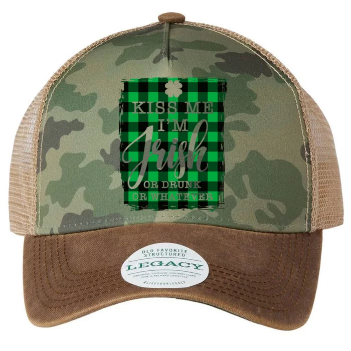 Kiss Me I'm Irish Funny St Paddy's Plaid Legacy Tie Dye Trucker Hat