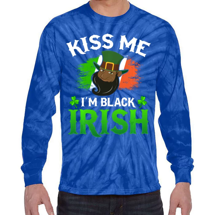 Kiss Me I'm Black Irish St Patricks Day Leprechaun Hat Gift Tie-Dye Long Sleeve Shirt