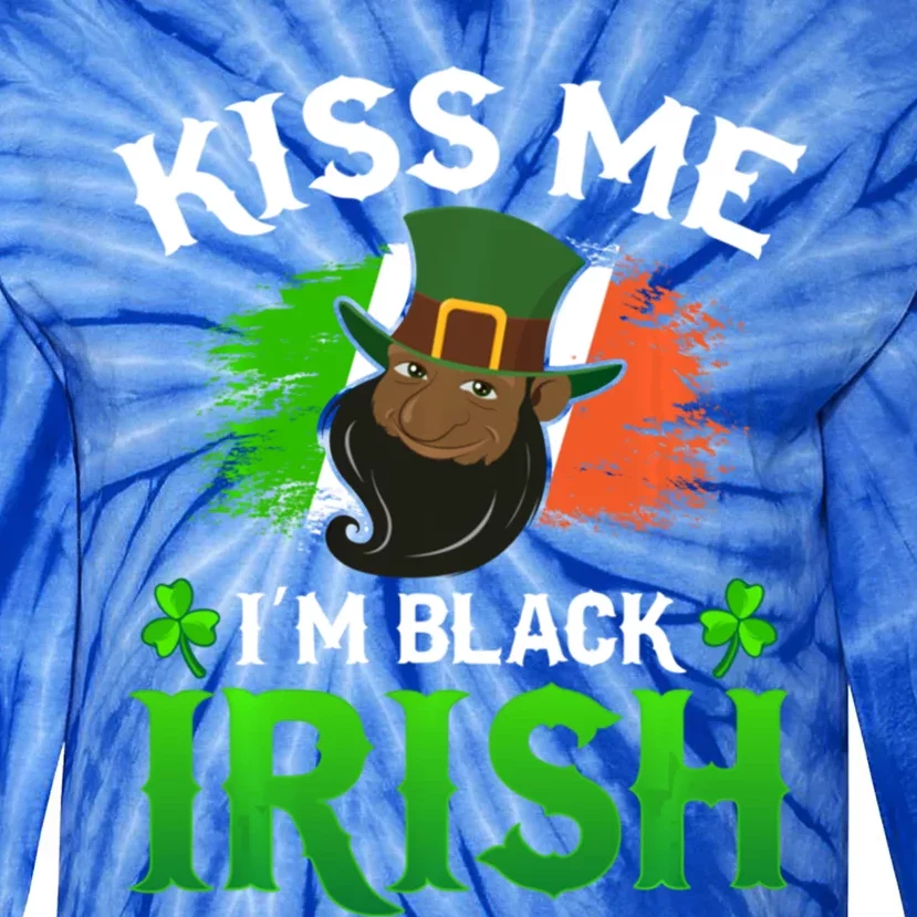 Kiss Me I'm Black Irish St Patricks Day Leprechaun Hat Gift Tie-Dye Long Sleeve Shirt