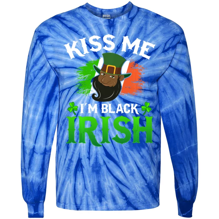 Kiss Me I'm Black Irish St Patricks Day Leprechaun Hat Gift Tie-Dye Long Sleeve Shirt