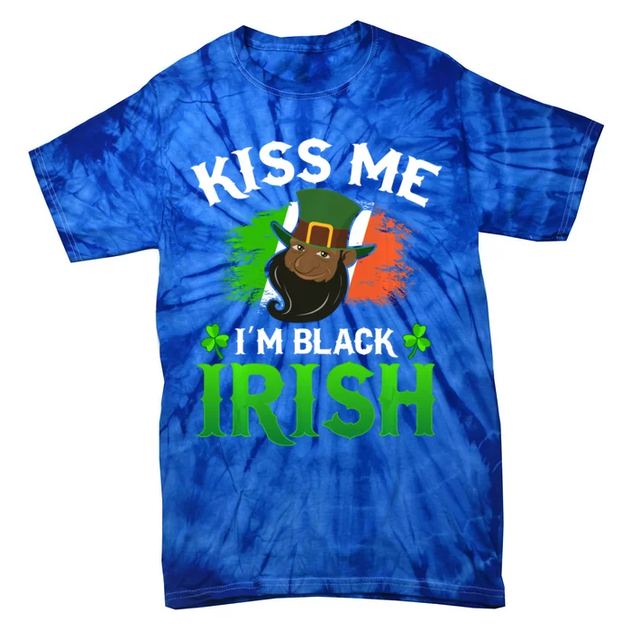 Kiss Me I'm Black Irish St Patricks Day Leprechaun Hat Cute Gift Tie-Dye T-Shirt