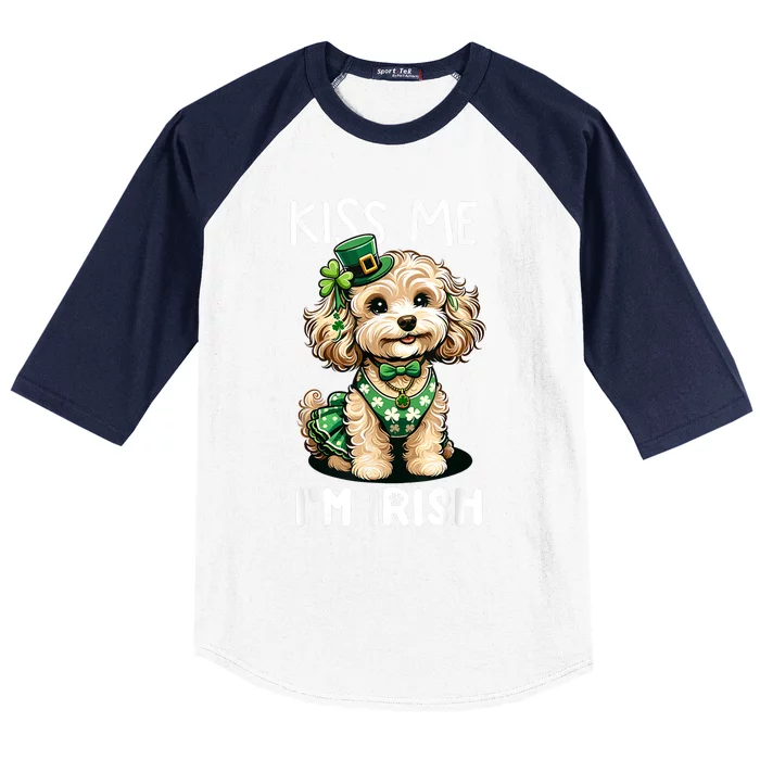 Kiss Me Im Irish Doodle St Patricks Day Dog Baseball Sleeve Shirt