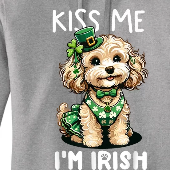 Kiss Me Im Irish Doodle St Patricks Day Dog Women's Pullover Hoodie