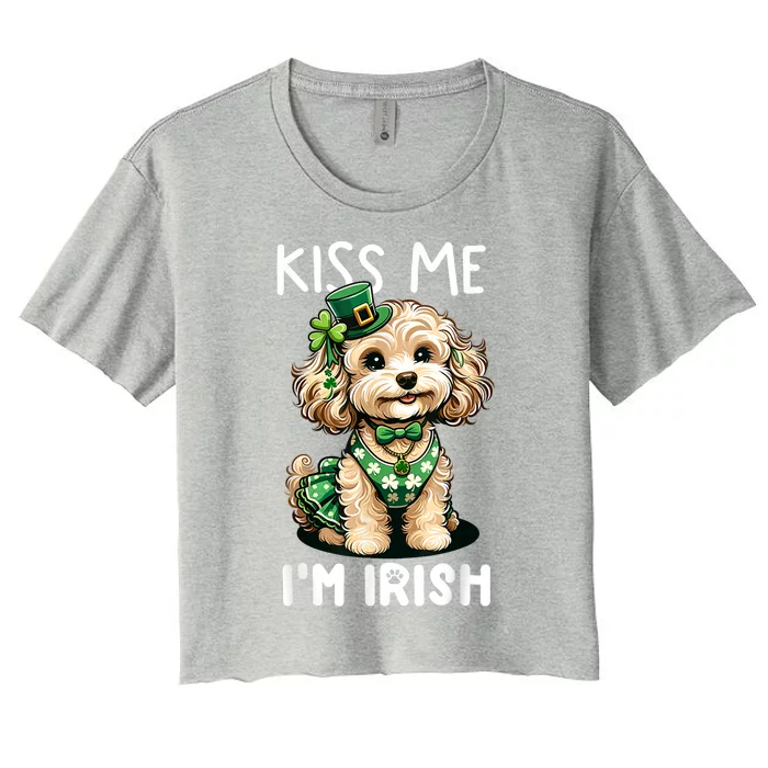 Kiss Me Im Irish Doodle St Patricks Day Dog Women's Crop Top Tee