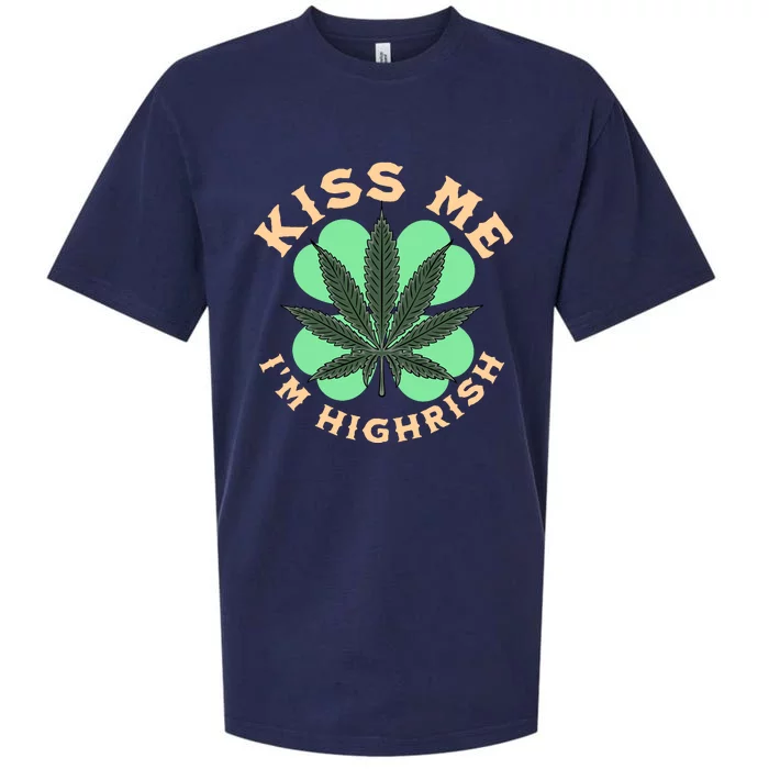 Kiss Me I'm Highrish St Patrick's Day Weed Stoner Sueded Cloud Jersey T-Shirt