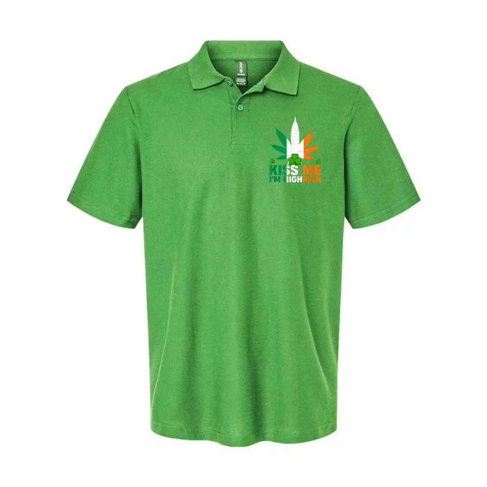 Kiss Me IM Highrish Weed Canabis St PatrickS Day Stoner Softstyle Adult Sport Polo