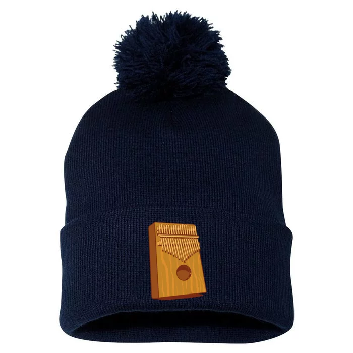 Kalimba Musical Instrument Pom Pom 12in Knit Beanie