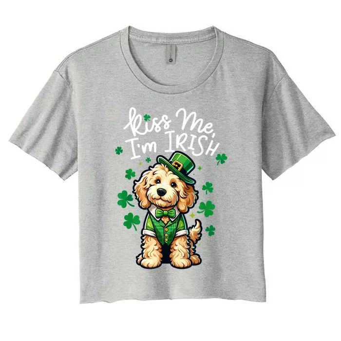 Kiss Me Im Irish Doodle Funny St Patricks Day Women's Crop Top Tee