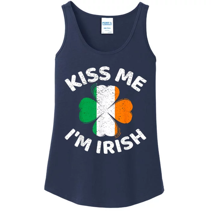 Kiss Me Im Irish Vintage Saint Patrick Day Ladies Essential Tank