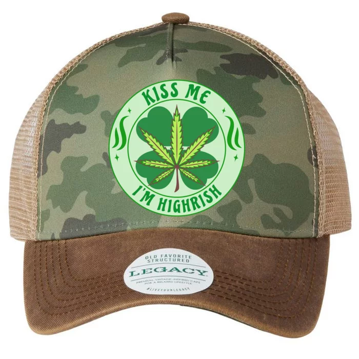 Kiss Me I'm Highrish St Patrick's Day Weed Stoner Legacy Tie Dye Trucker Hat