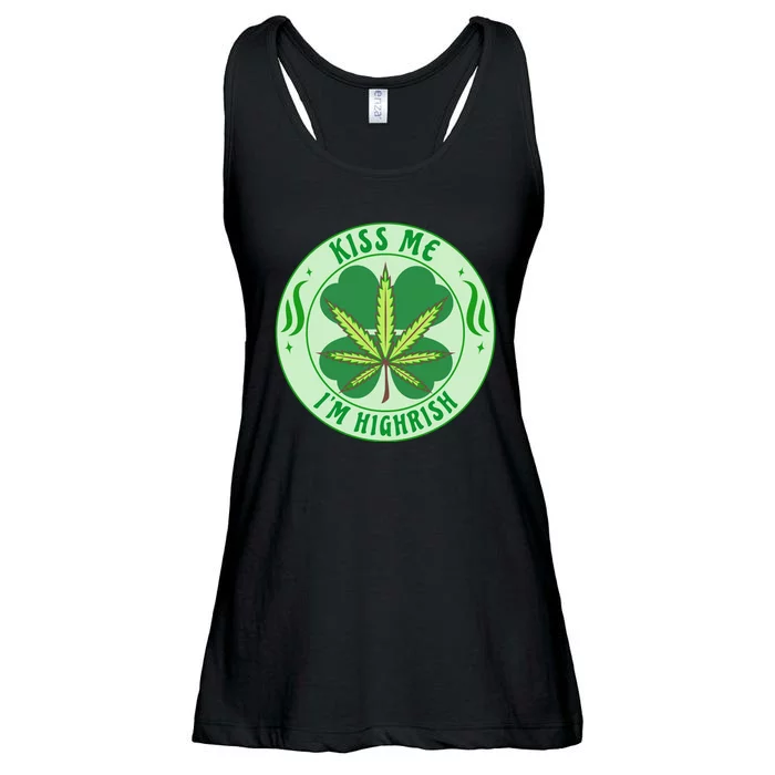 Kiss Me I'm Highrish St Patrick's Day Weed Stoner Ladies Essential Flowy Tank