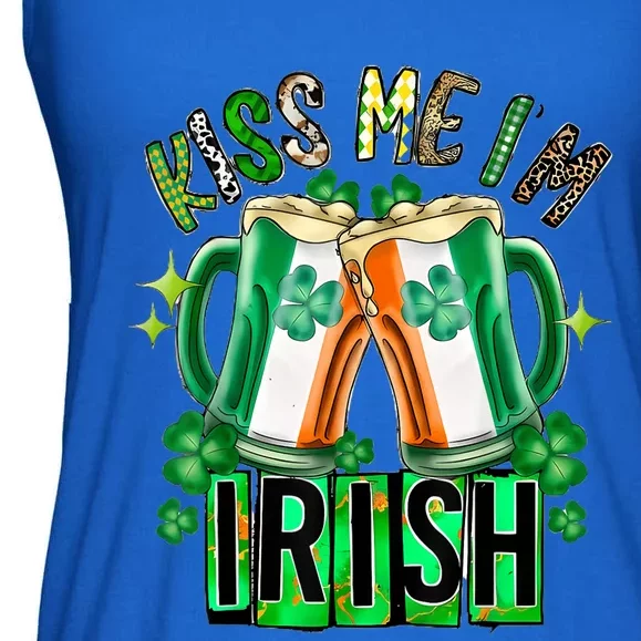 Kiss Me Im Irish Sexy Lips Western Leopard St Patricks Day Ladies Essential Flowy Tank