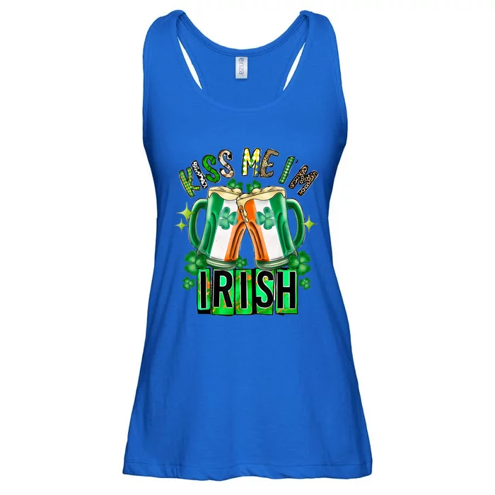 Kiss Me Im Irish Sexy Lips Western Leopard St Patricks Day Ladies Essential Flowy Tank