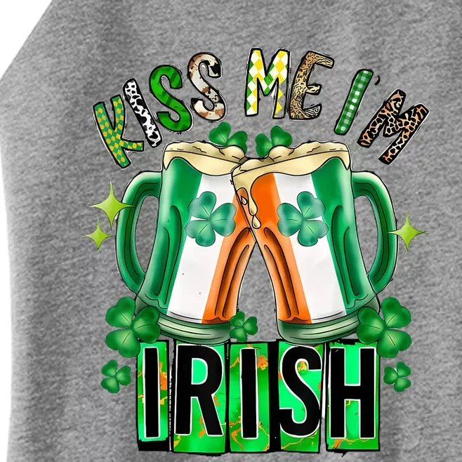 Kiss Me Im Irish Sexy Lips Western Leopard St Patricks Day Women’s Perfect Tri Rocker Tank