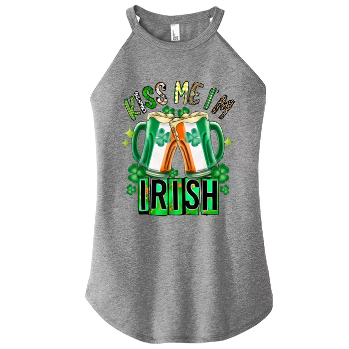 Kiss Me Im Irish Sexy Lips Western Leopard St Patricks Day Women’s Perfect Tri Rocker Tank