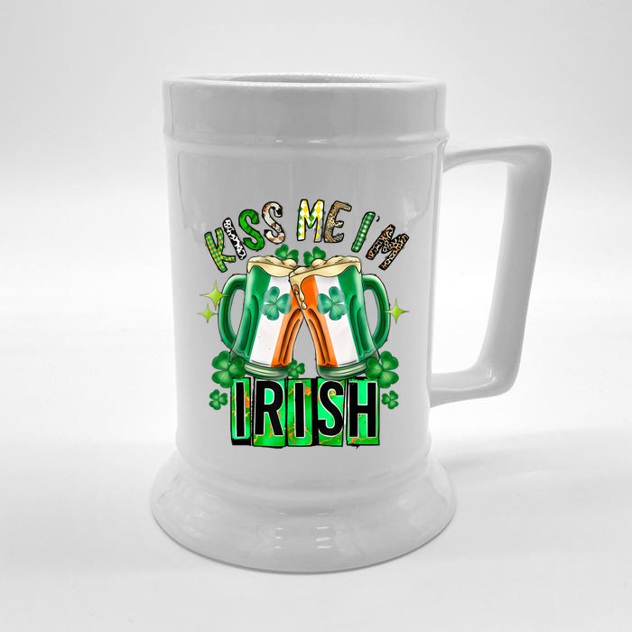 Kiss Me Im Irish Sexy Lips Western Leopard St Patricks Day Front & Back Beer Stein