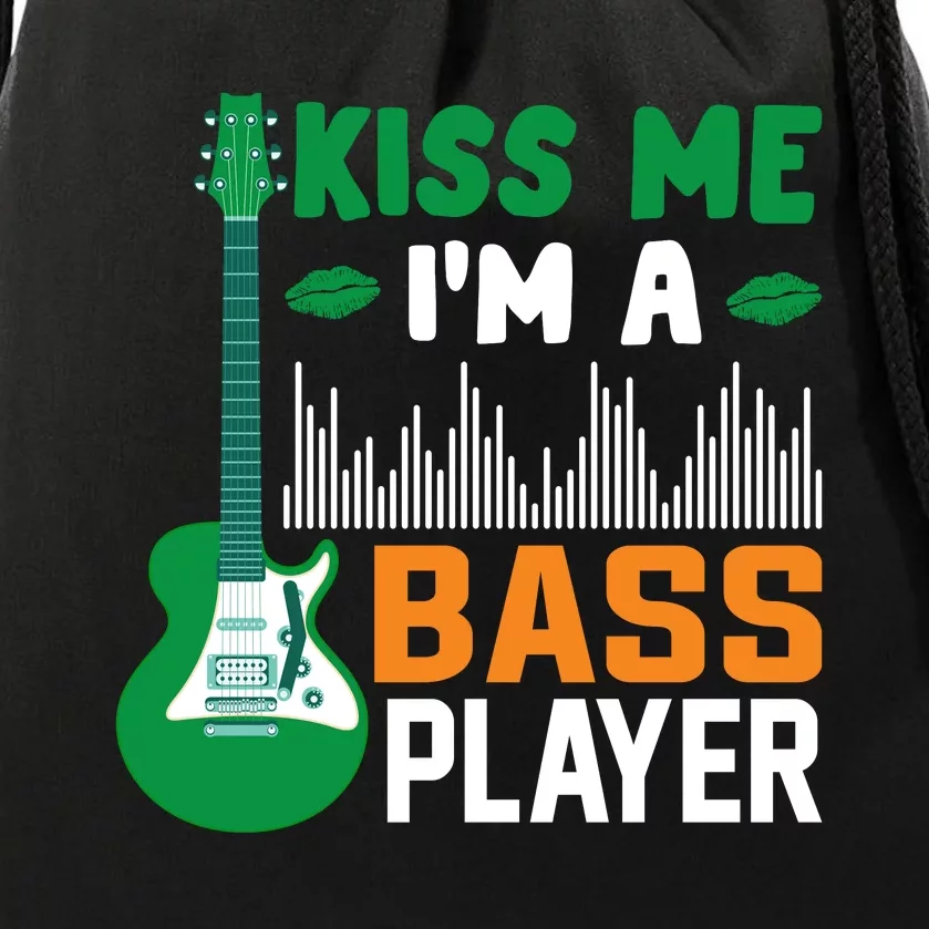 Kiss Me Im A Bass Player Funny St Patricks Day Drawstring Bag