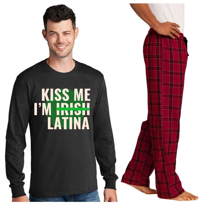 Kiss Me I’M Irish Latina Funny Hispanic St Patricks Day Long Sleeve Pajama Set