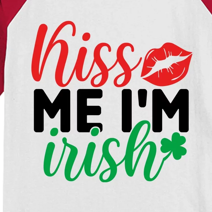 Kiss Me I'm Irish St Patricks Day Kids Colorblock Raglan Jersey