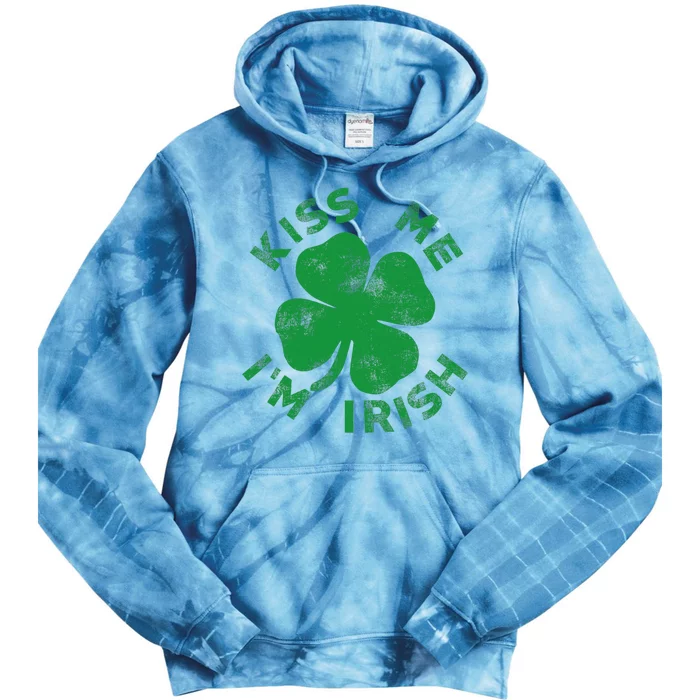 Kiss Me IM Irish Vintage Saint Patrick Day Funny Tie Dye Hoodie