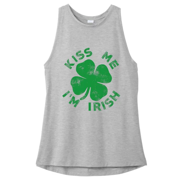 Kiss Me IM Irish Vintage Saint Patrick Day Funny Ladies Tri-Blend Wicking Tank