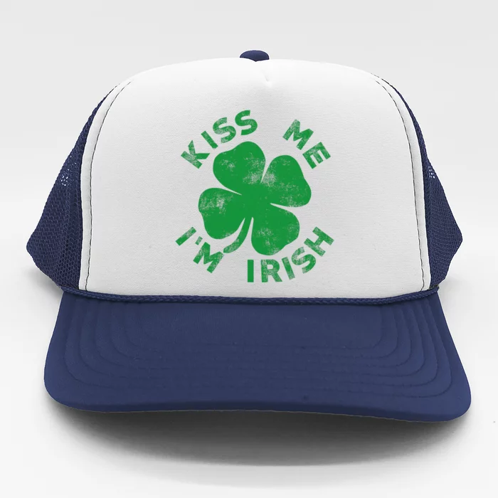 Kiss Me IM Irish Vintage Saint Patrick Day Funny Trucker Hat