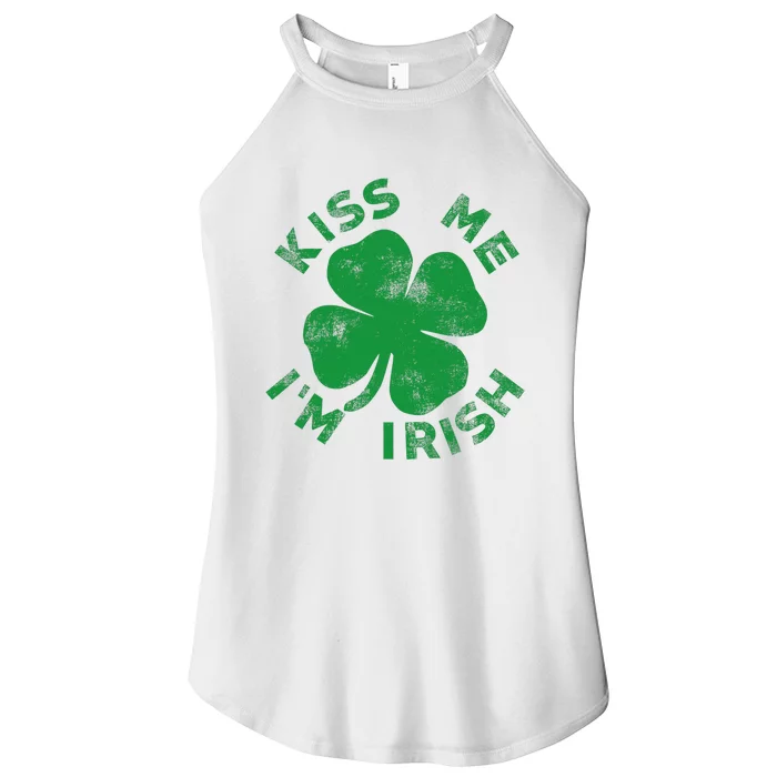 Kiss Me IM Irish Vintage Saint Patrick Day Funny Women’s Perfect Tri Rocker Tank